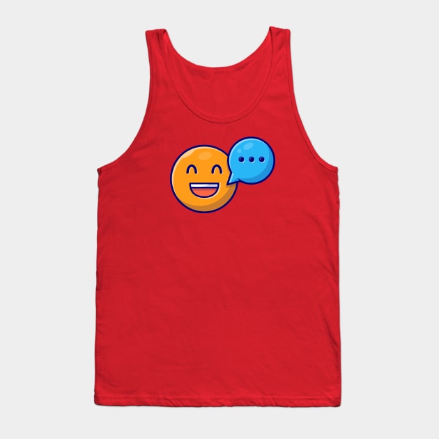 Happy Smile Emoticon with Talk Speech Bubble Cartoon Vector Icon Illustration Tank Top by Catalyst Labs